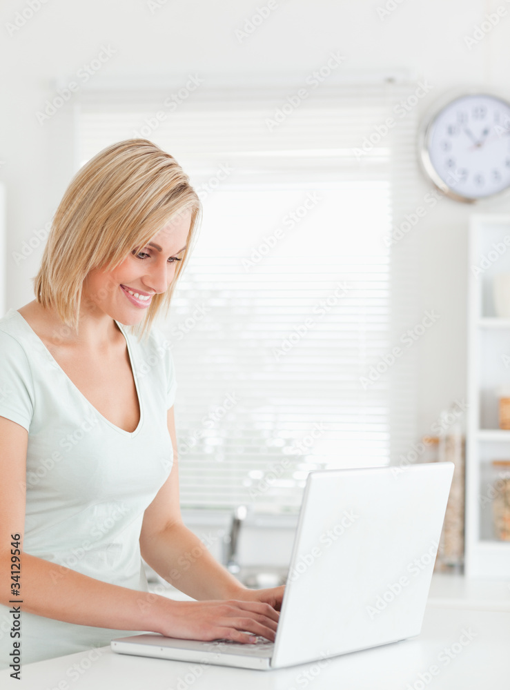 Blonde woman with a laptop Blonde woman with a laptop