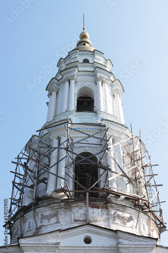 Repair of tower of the monastery belfry