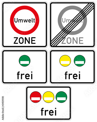 Umweltzone Verkehrszeichen Vektor Feinstaubplakette Set