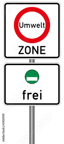 Umweltzone Verkehrszeichen Vektor Feinstaubplakette nur grüne