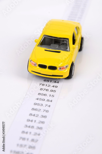 Receipts and toy car