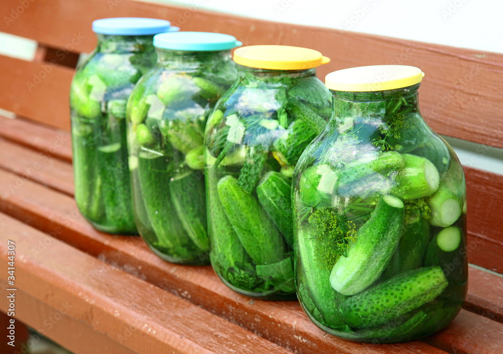 Homemade cucumbers in the garden Homemade cucumbers in the garden