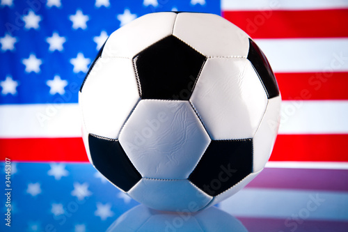 american flag and soccerball