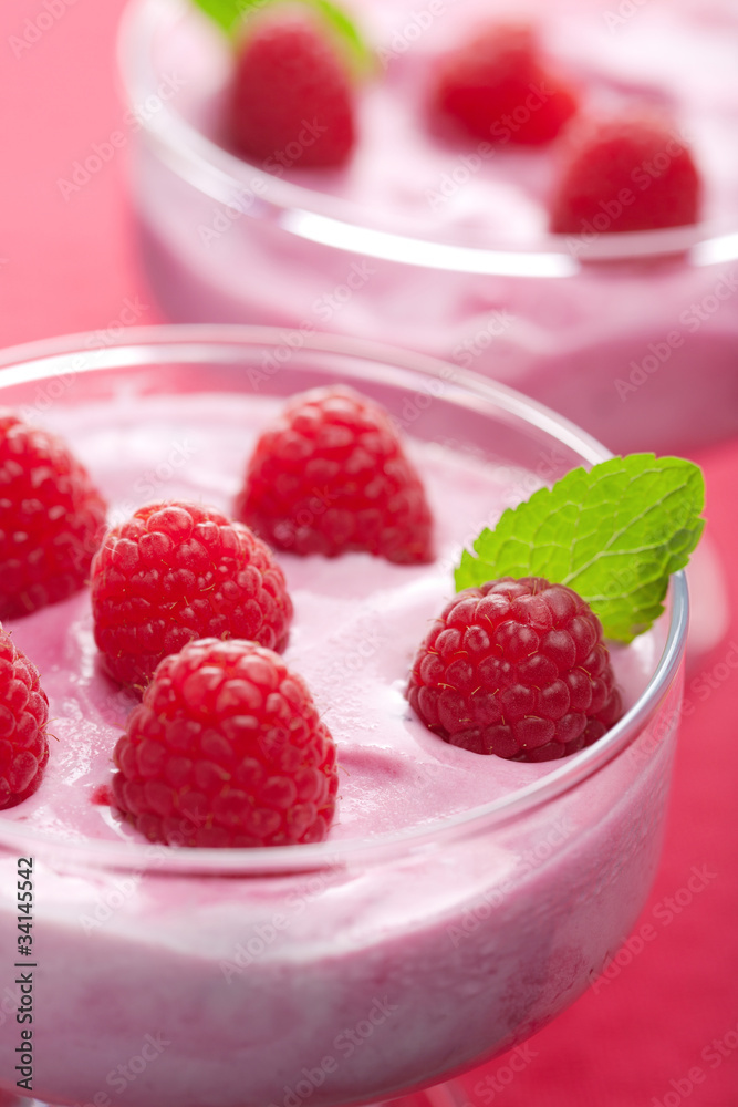 dessert with fresh raspberries dessert with fresh raspberries