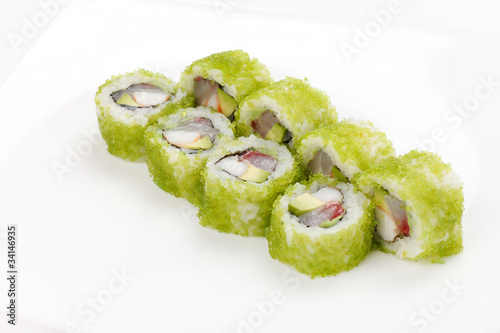 sushi on the white