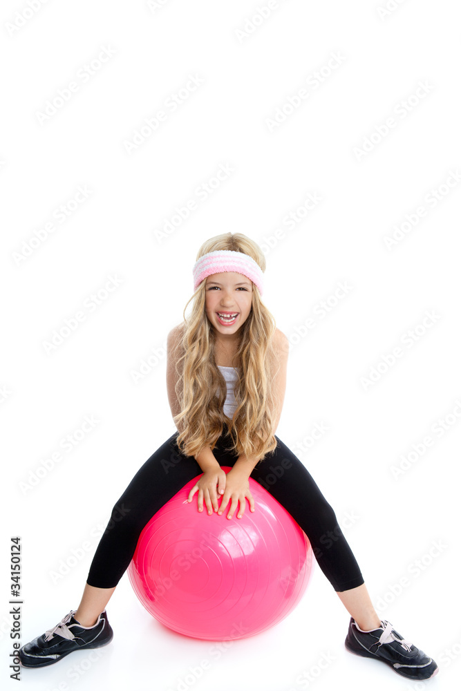 children gym yoga girl with pilates pink ball children gym yoga girl with pilates pink ball