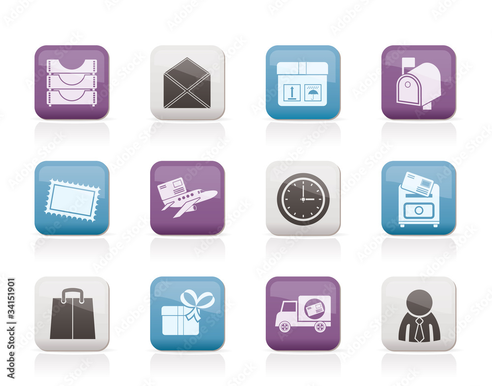 Post, correspondence and Office Icons - vector icon set Post, correspondence and Office Icons - vector icon set