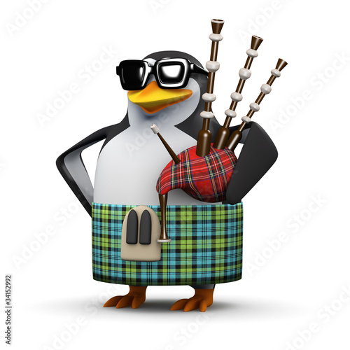 3d Penguin plays the bagpipes photo