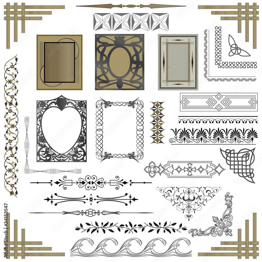 Set of vector borders, dividers and frames