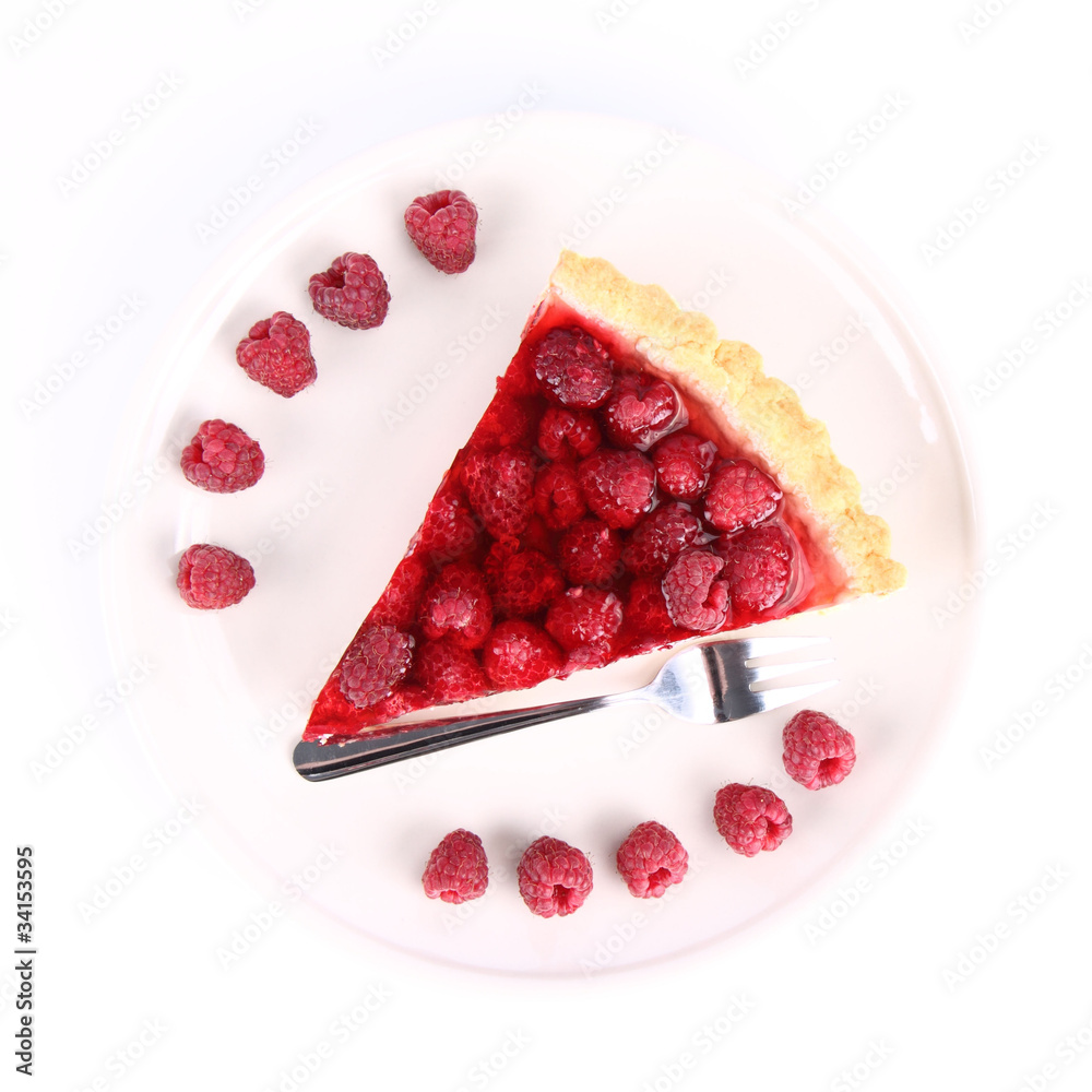 Raspberry Tart portion on a plate Raspberry Tart portion on a plate