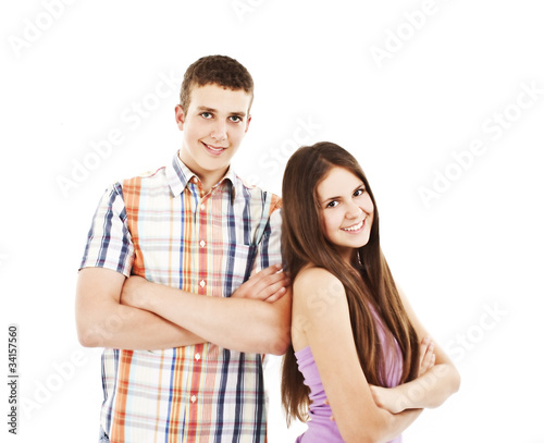 Portrait of a teenage boy and teenage girl