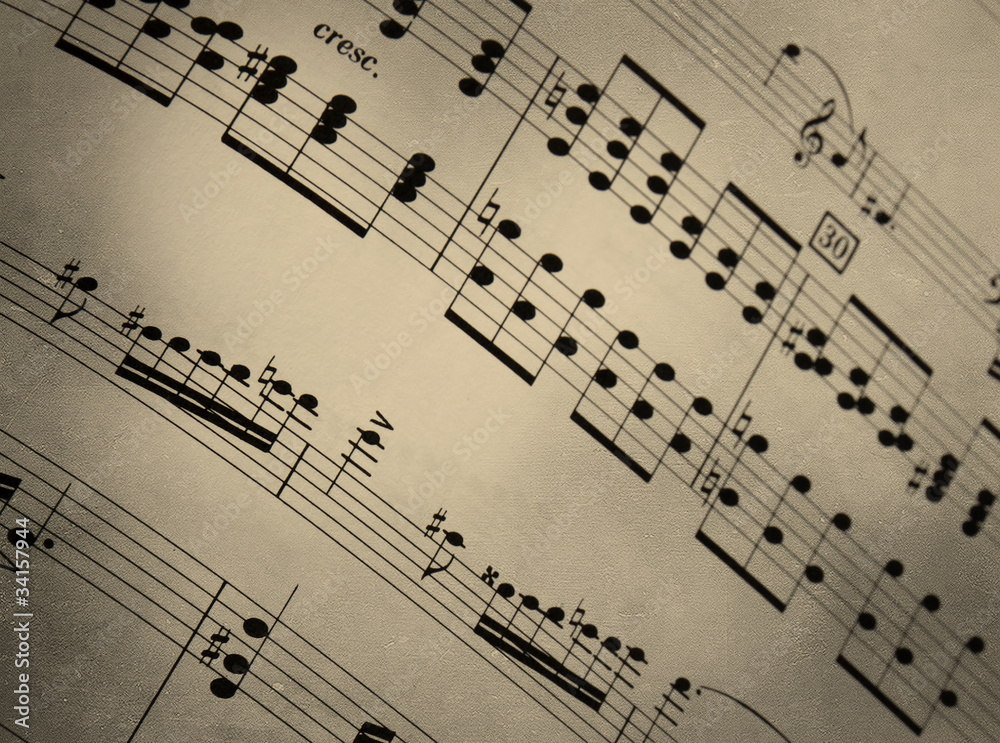Fototapeta premium Wynik muzyczny na teksturze retro