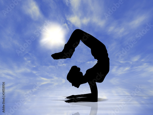 Yoga - Asana Vrikshasana - Silhouette - day photo