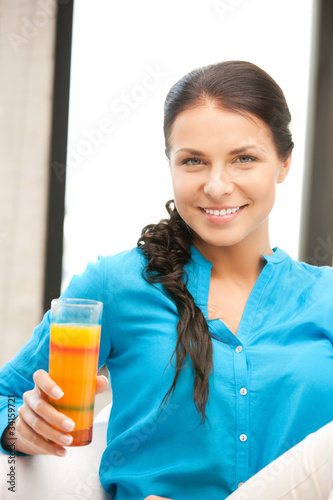 beautiful woman with glass of juice