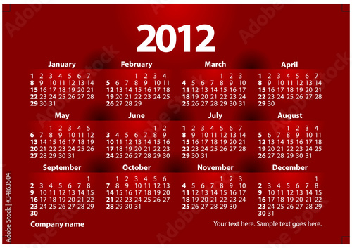 2012 calender