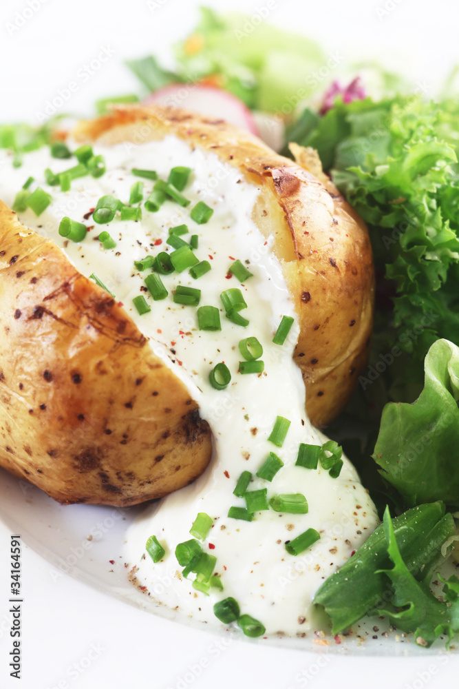 Jacket Potato with Sour Cream StockFoto Adobe Stock