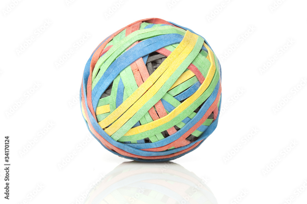 A colorful rubber band ball A colorful rubber band ball