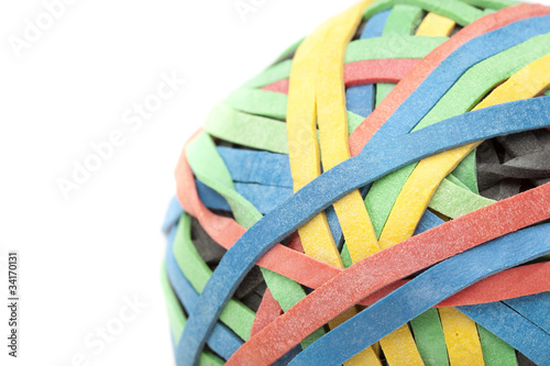 A colorful rubber band ball
