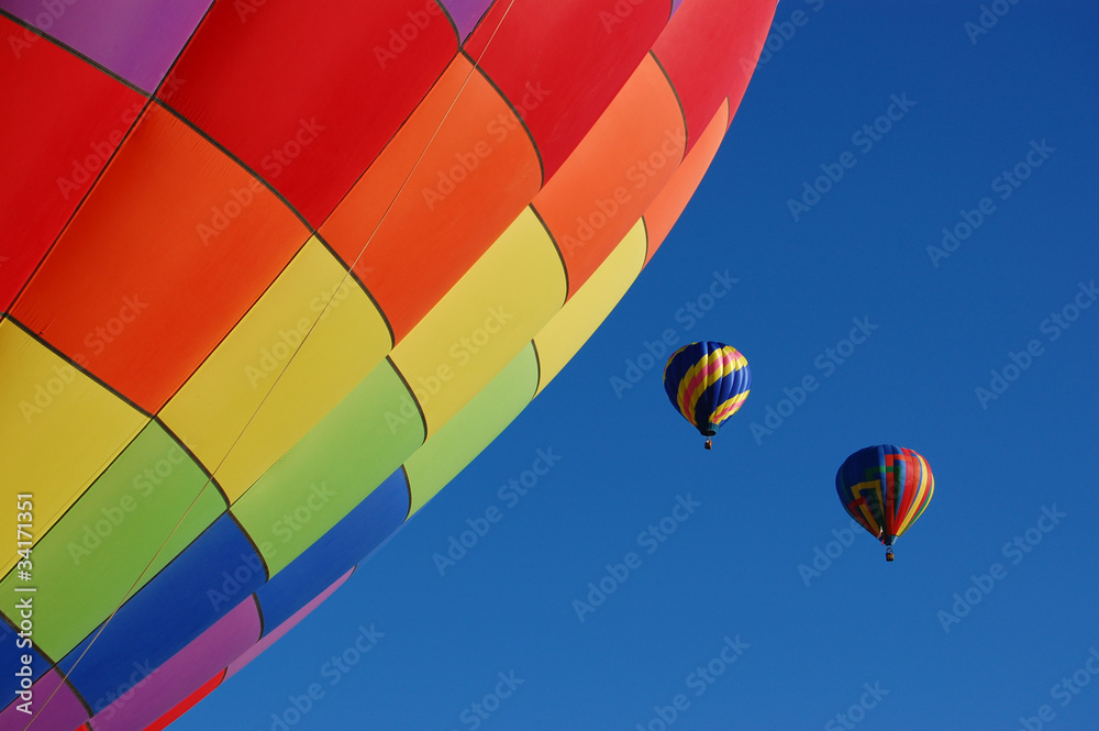 Fototapeta premium Two hot air balloons taking off