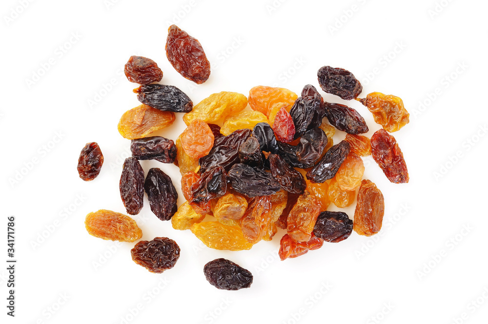 pile raisin on white background pile raisin on white background