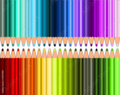 Colorful pencils over white