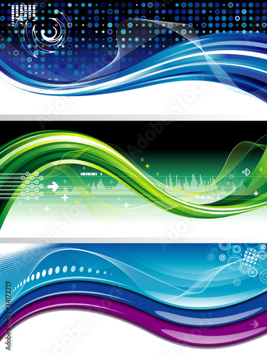 Set of abstract technology wave background/banner.
