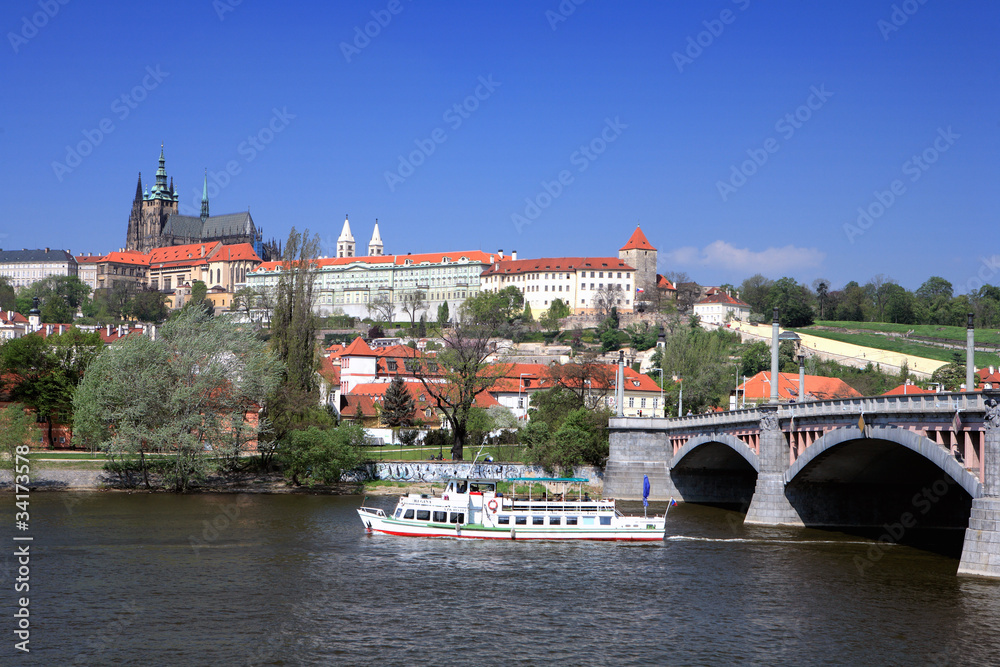Panorama of Prague from the river