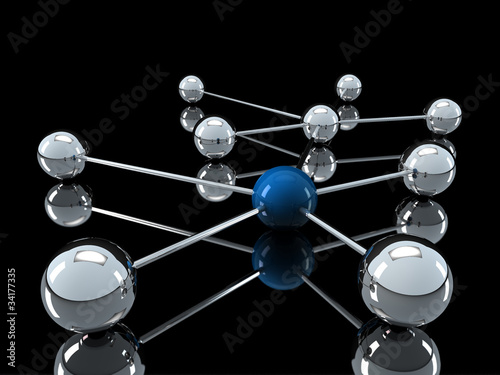 3d chrome blue network