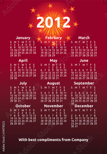 ready made 2012 new year calendar