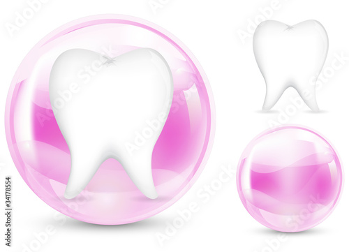 abstract of protection tooth isolate on blue background