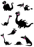 Funny dinosaur silhouettes