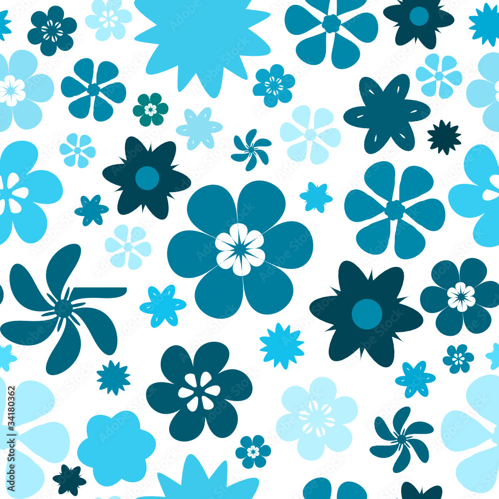 seamless flower pattern in blue