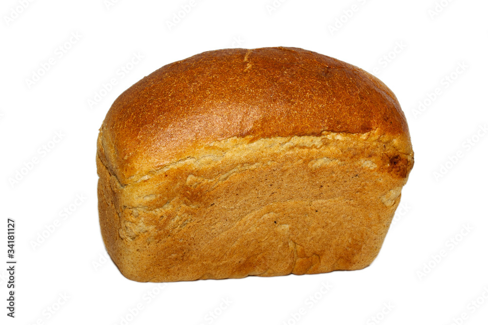 loaf of whole rye bread isolated