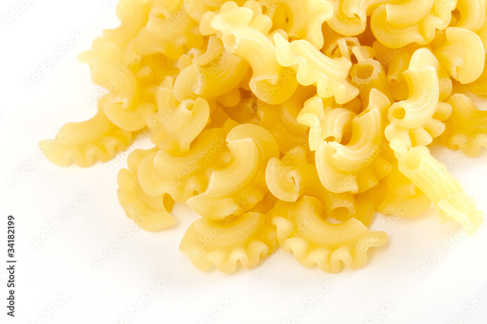 dried italian pasta on white background dried italian pasta on white background