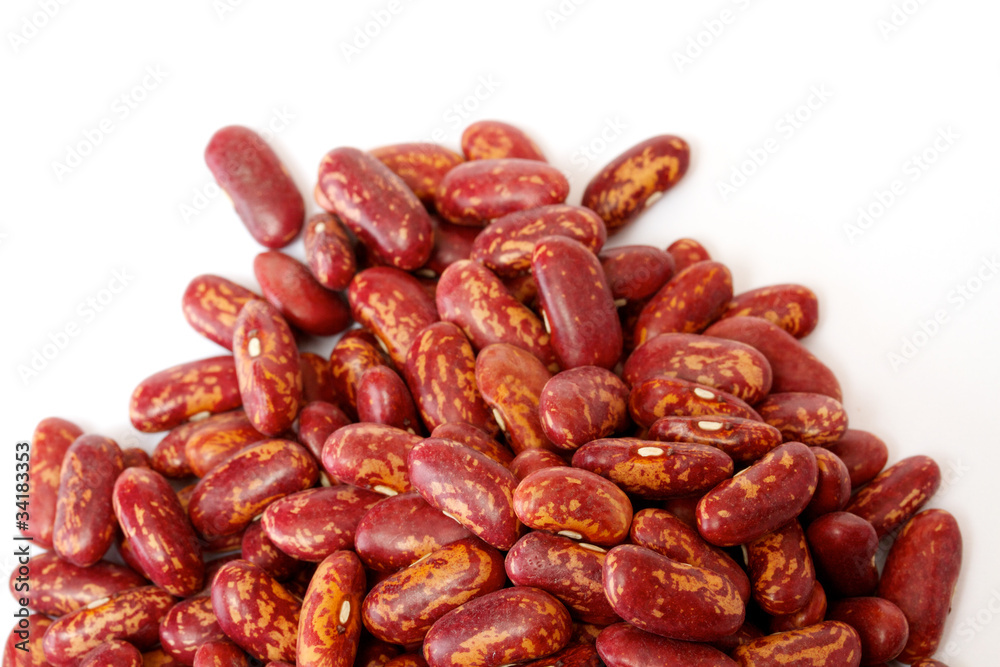 dried red beans on white background