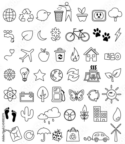 Eco doodle icon set