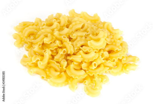 dried italian pasta on white background