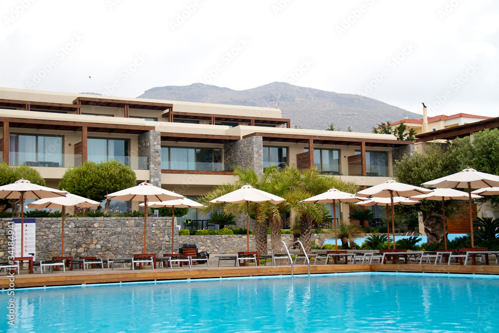 Swimming pool at luxury villa, Rhodes Greece