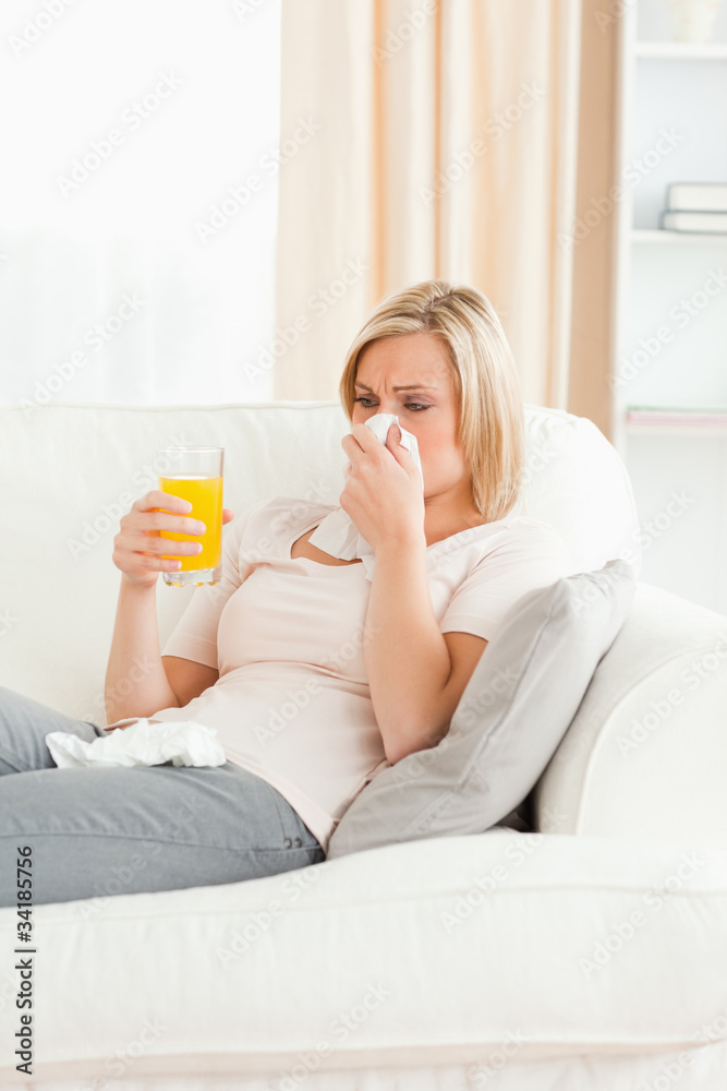 Portrait of a sick blond-haired woman Portrait of a sick blond-haired woman