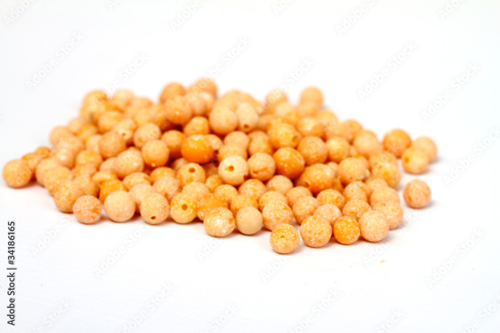 A small handful of chick-pea. Beans isolated on a white backgrou A small handful of chick-pea. Beans isolated on a white backgrou