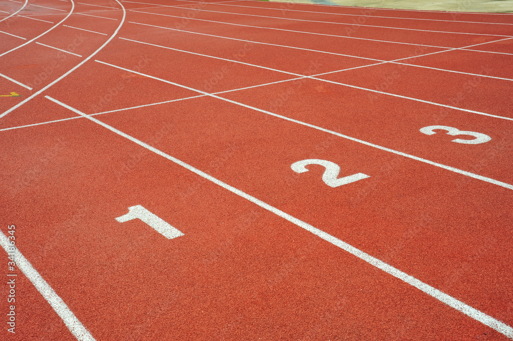 Abstract View Of  Running Track With Lane Numbers