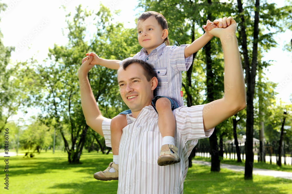 Father with his son in the park Father with his son in the park