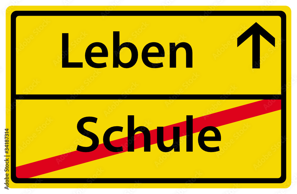 Vektorová grafika „Start ins Leben nach der Schule Schild Zeichen