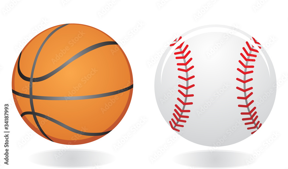 Baseball and basketball - obrazy, fototapety, plakaty 