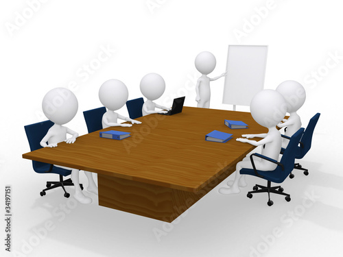 Group of 3d persons on the meeting isolated on white