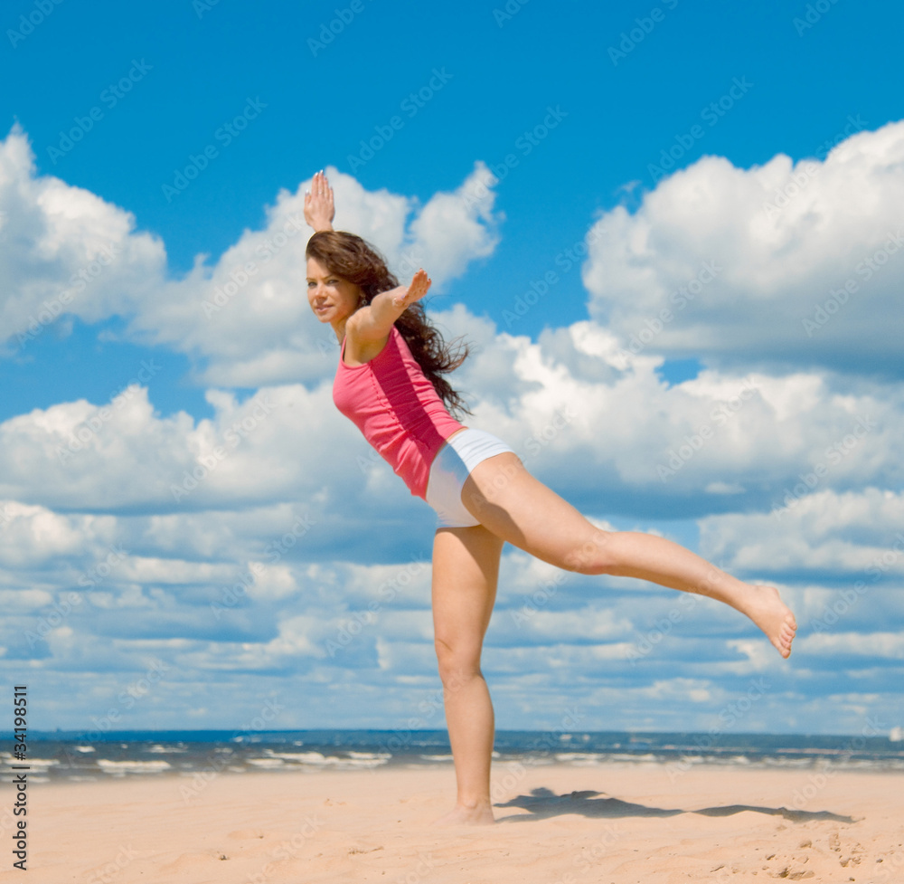Naklejka premium Exercising Woman Vacation