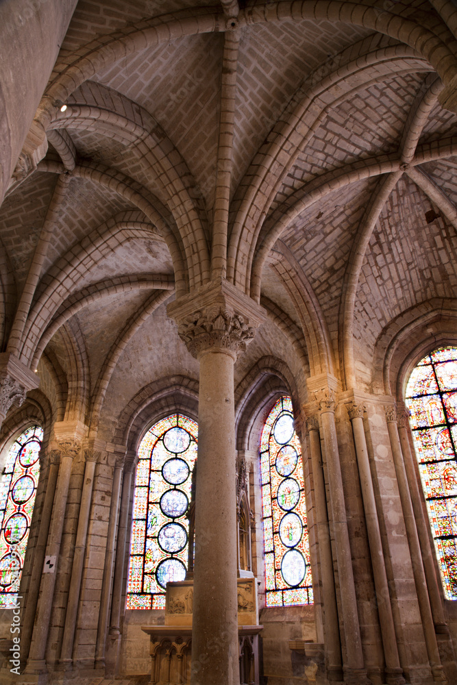 Paris - interior of santuar from Saint Denis gothic cathedral