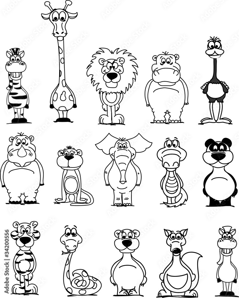 Obraz premium Набор мультфильм животных