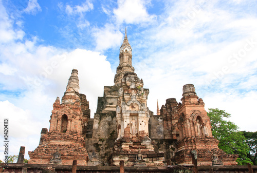 ancient pagoda Wat Mahathat  at Sukhothai historical park Thaila