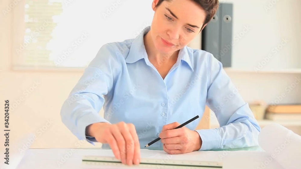 Female architect drawing Female architect drawing